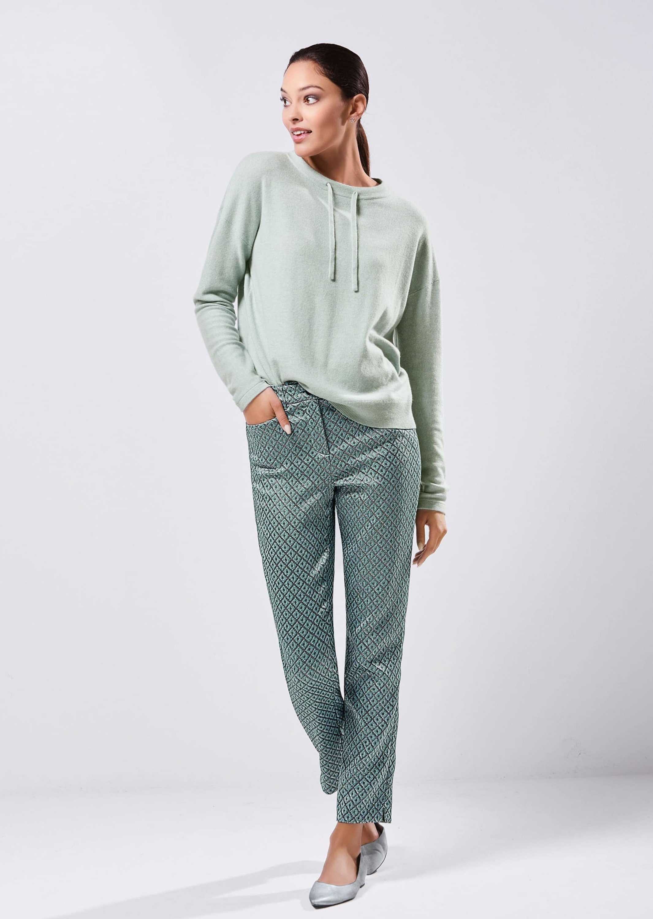 MADELEINE Stoffhose Schlanke Hose in edlem Minimal-Jacquard