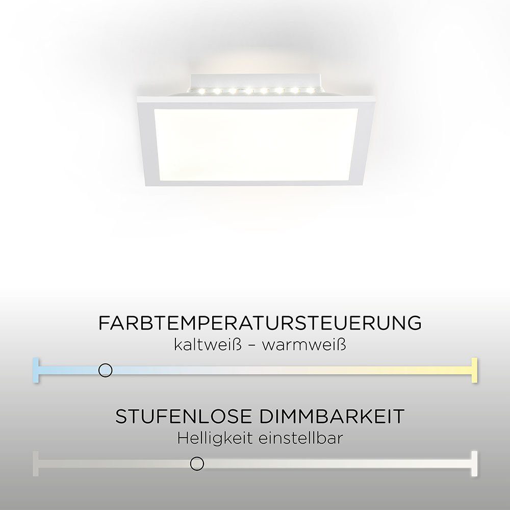 LED Panel 1xLED-Board/14W, dimmbar Backlight, CCT Fernbedienung LED Deckenlampe SellTec per Farbwechsel Warmweiß Kaltweiß, CCT-Farbtemperaturregelung, Deckenleuchte Dimmfunktion, bis