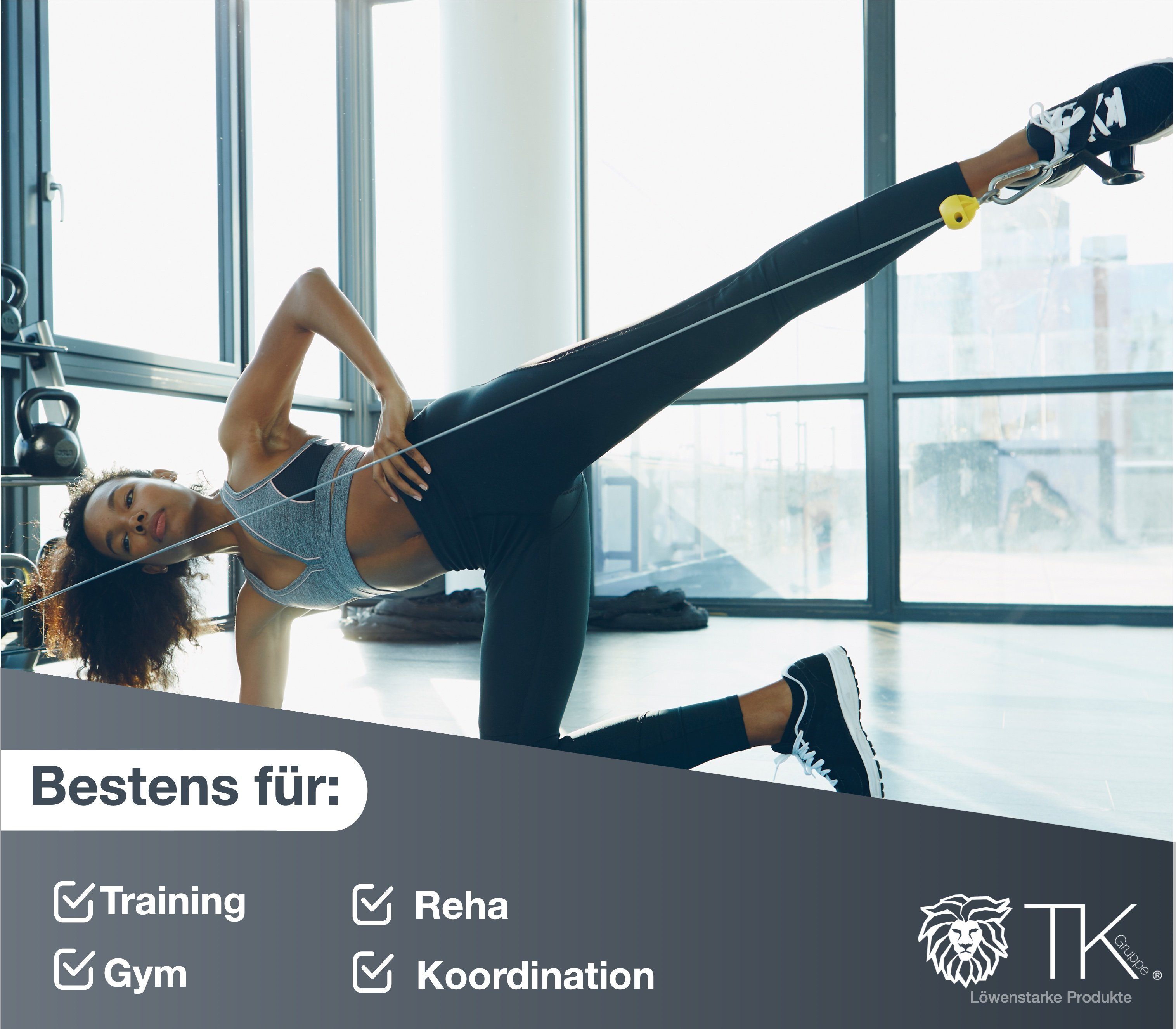 Sportyfits® Fußtrainer 2er Fußschlaufen Footstraps mit Karabiner Gym Equipment Fitnessgeräte (Packung, 2-St., 2x Fußschlaufen), Justierbar / Klettverschluss / Karabiner