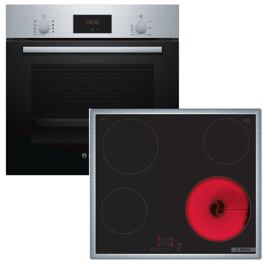 BOSCH Elektro-Herd-Set Backofen + Glaskeramik-Kochfeld autark 60 cm