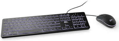 TECKNET Office LED Tastatur- und Maus-Set, mit LED-Beleuchtung und QWERTZ Layout, perfekt für Office PC, Laptop