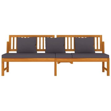 vidaXL Wellnessliege Gartenliege Gartenbank Gartensofa 3 Sitzer Kissen grau 200x60x75 cm Ma