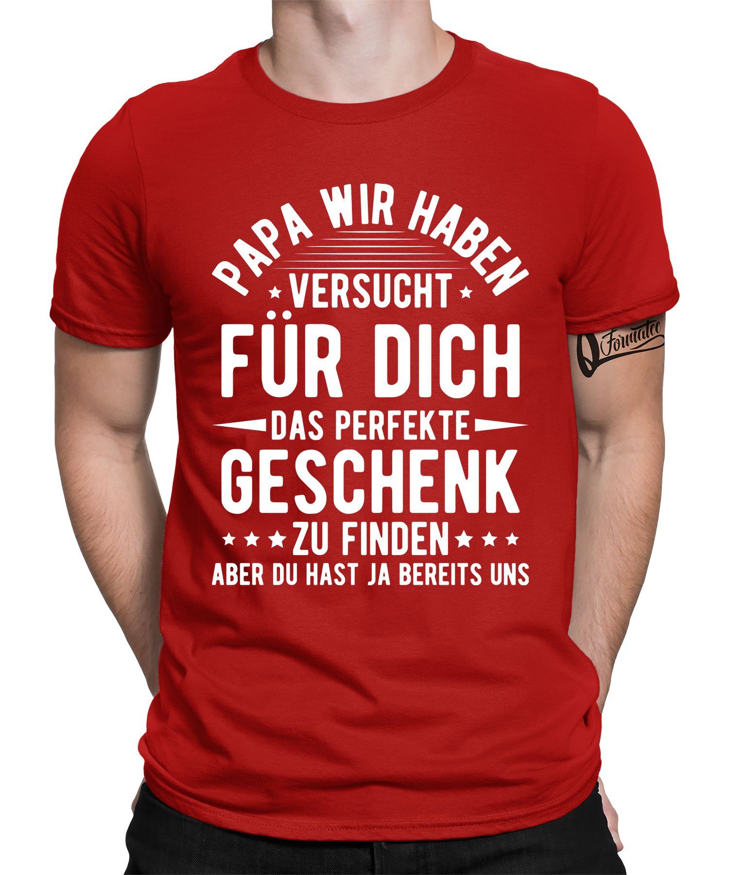 Quattro Formatee Kurzarmshirt Papa das perfekte Geschenk - Vatertag Vater Herren T-Shirt (1-tlg) Rot