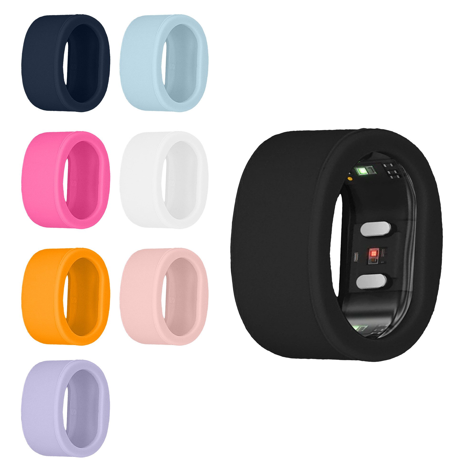 kwmobile Smartwatch-Hülle 8x Smart Ring Protector für RingConn Gen 2 SmartRing - M size 9 10 11, Hülle weiches Silikon Case - Schutzhülle in Mehrfarbig