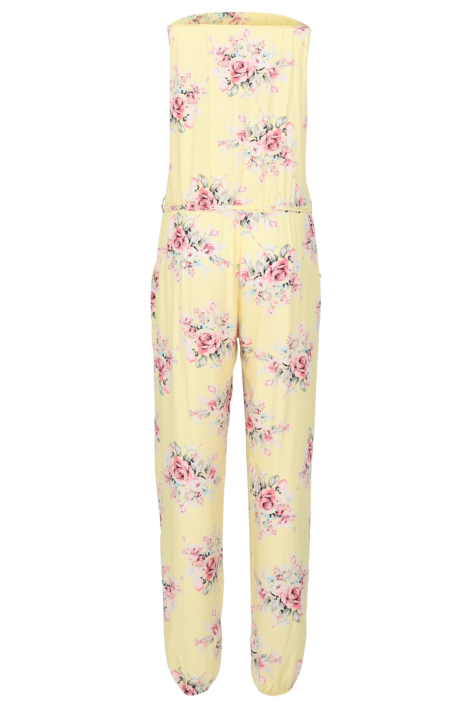 malito more than fashion Jumpsuit malito Damen Einteiler geblümt, Overall mit Stoffgürtel, Jumpsuit mit Stoffgürtel Einheitsgröße