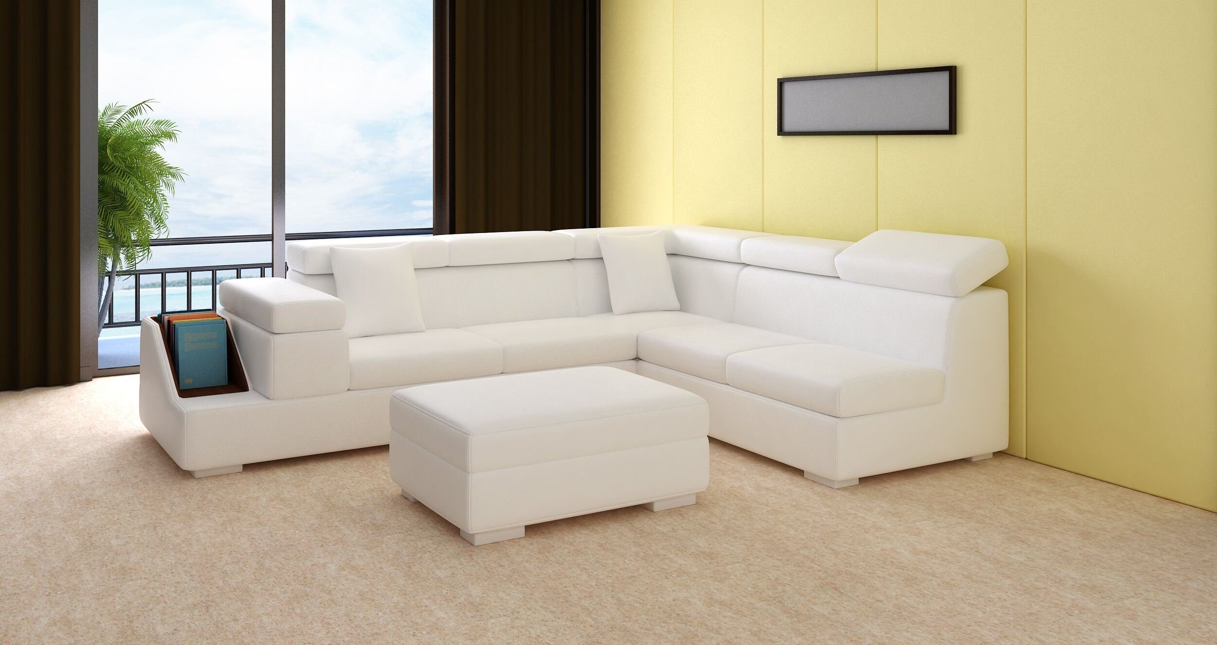 JVmoebel Ecksofa Ecksofa L Form Sofa Couch Polster Sofas Wohnlandschaft Ledersofa, Made in Europe Weiß