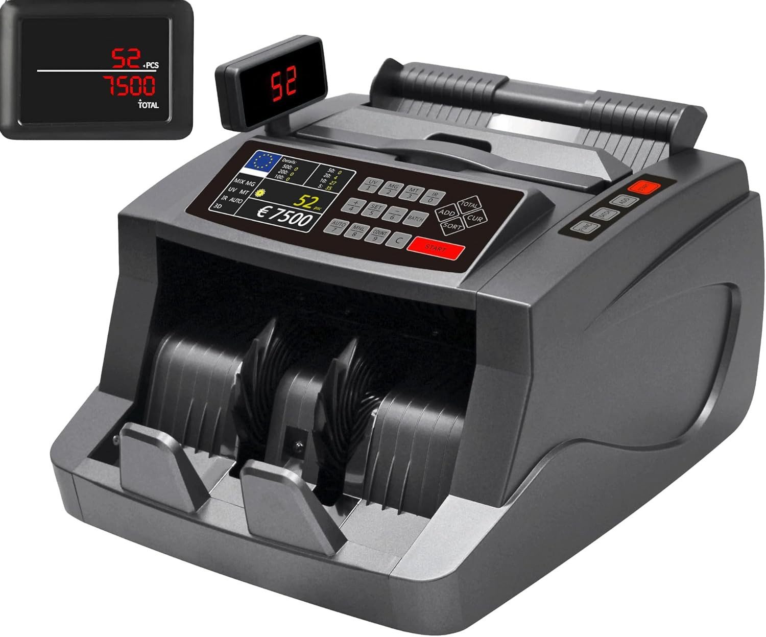 Securina24 Banknotenzähler Geldzählmaschine für gemischte Banknoten Banknotenzähler SR7500