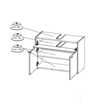 Lomadox Badmöbel-Set FLORINA-01, (Spar-Set, 3-St., Waschbeckenunterschrank Badezimmerschrank), modern in weiß und Eiche