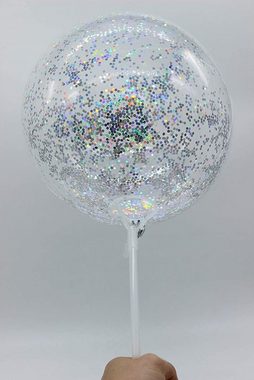 JOKA international Luftballon Konfetti Luftballon incl. Füllung silber, 3er Set incl. Pumpe, Luftballon mit Konfetti Füllung in silber