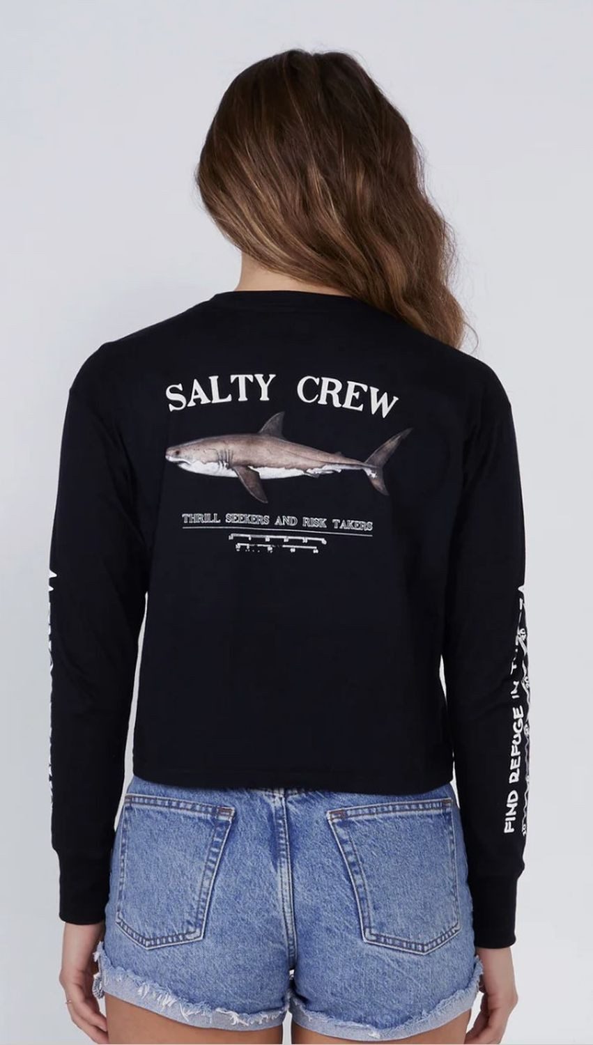 Salty Crew Langarmshirt Salty Crew Bruce Long Sleeve Crop Black