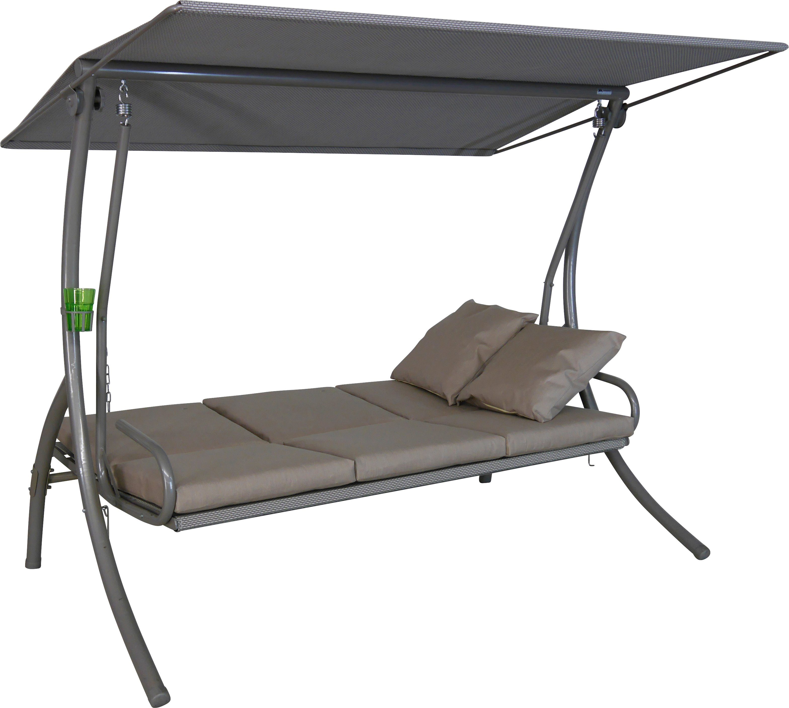 Angerer Freizeitmöbel Hollywoodschaukel Elegance Sun, 3-Sitzer, Bettfunktion,  Modernes Sonnendach aus robustem Outdoor-Stoff