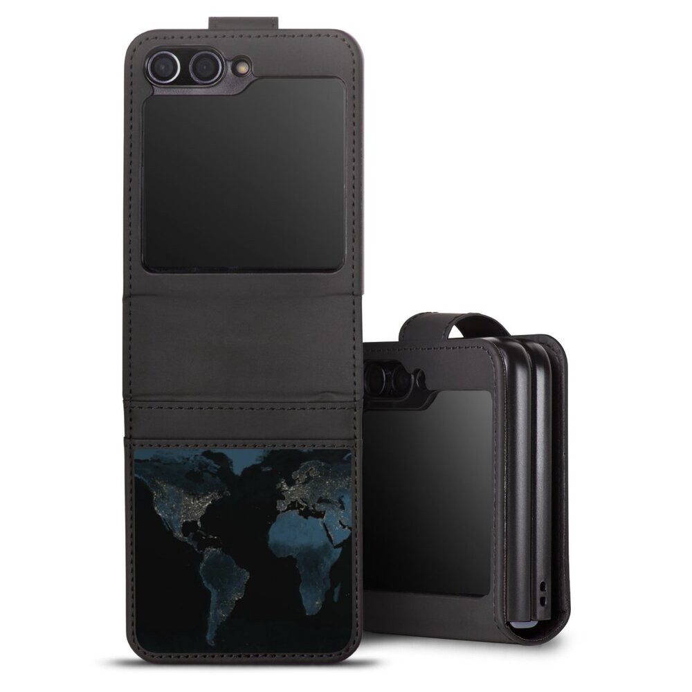 DeinDesign Handyhülle Weltkarte Landkarte Nacht Nightlight Worldmap, Samsung Galaxy Z Flip 5 Hülle Handy Flip Case Wallet Cover