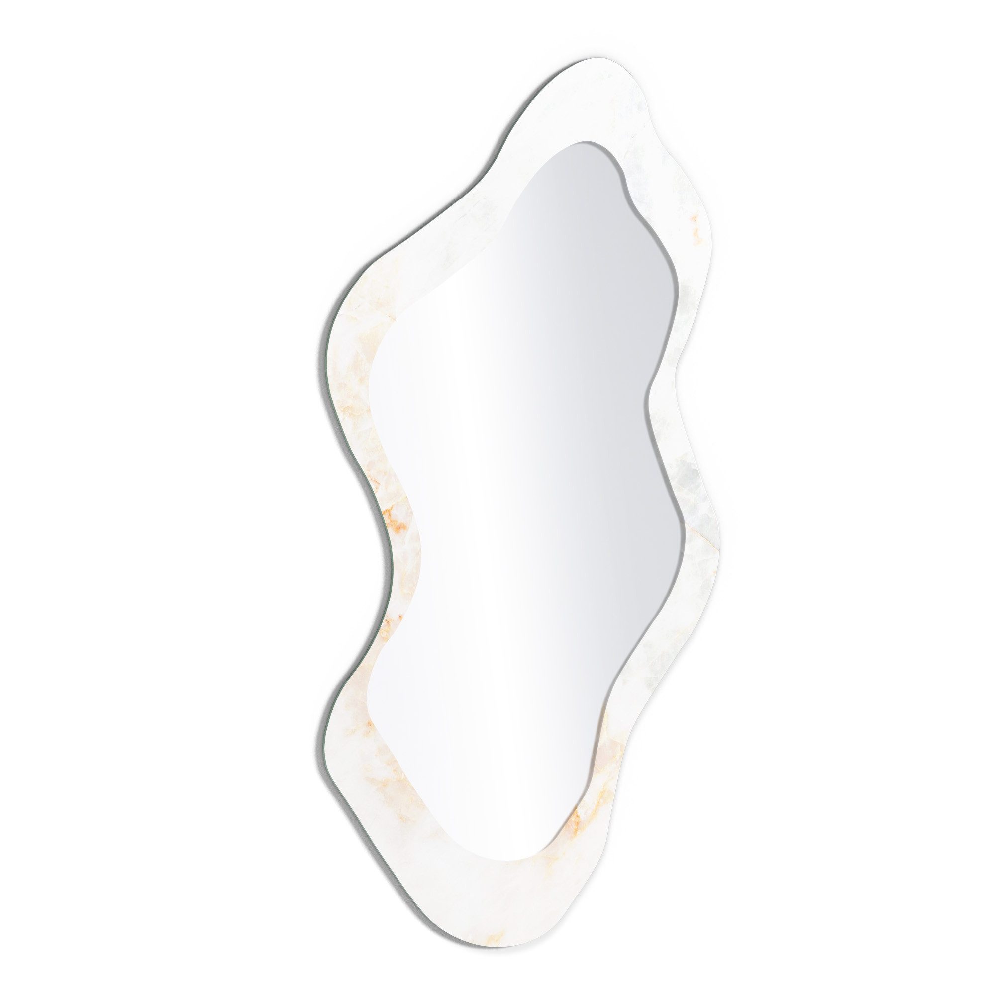 DEQORI Wandspiegel 'Marmorsteinstruktur', Spiegel organisch geformt selbstklebend Wand Wohnzimmer Flur groß XXL