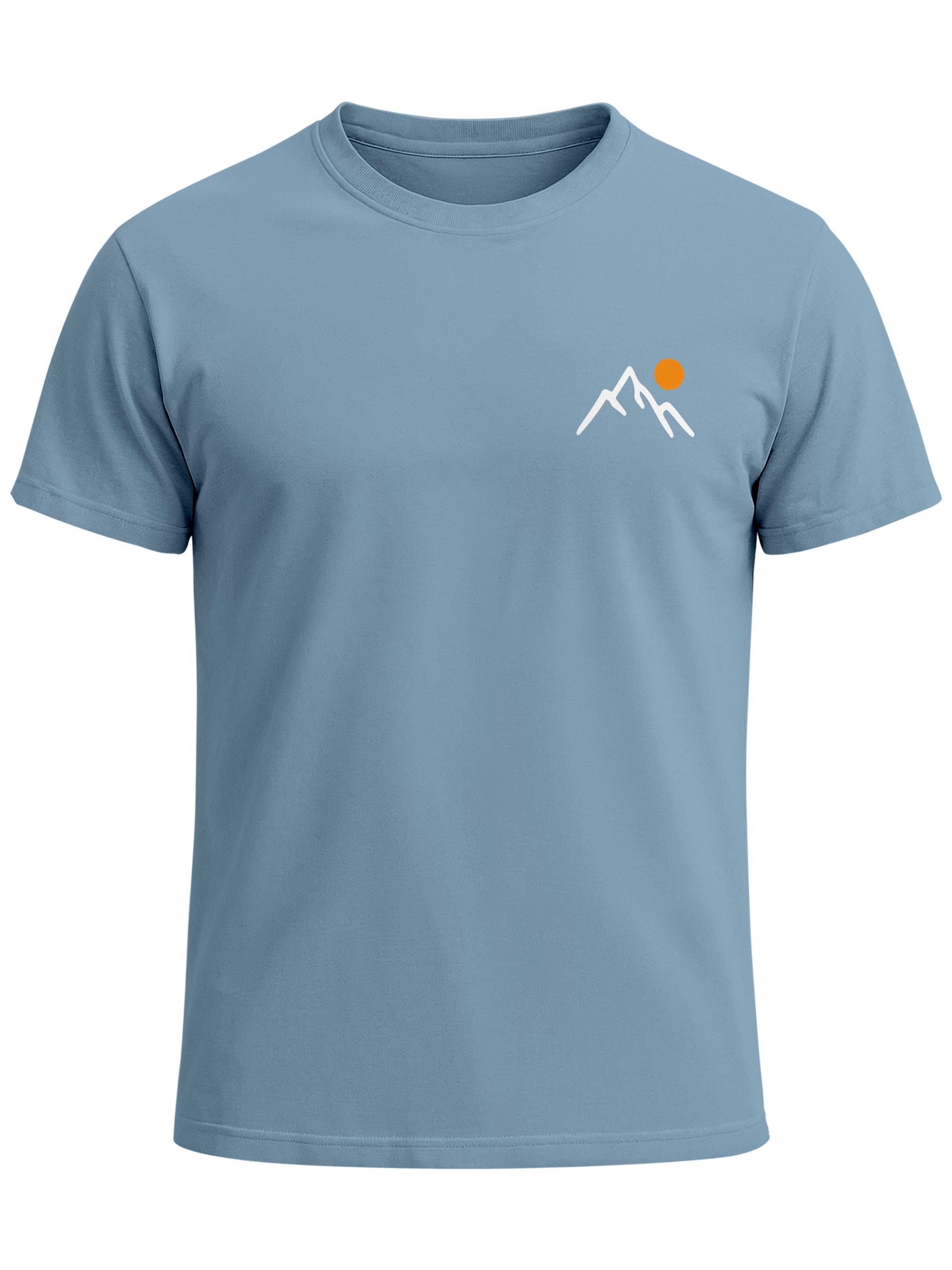 Neverless Print-Shirt Herren T-Shirt mit Bergmotiv, Minimalistisches Outdoor Grafikshirt mit Print – Bild 2 von 5