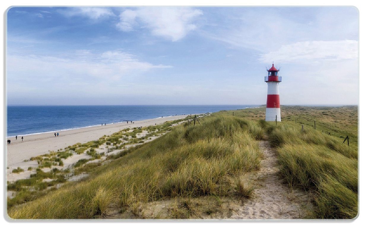 Sylt Strand Panorama, Leuchtturm 14x23cm der Gummifüße Am 1-St), Düne 4mm, Frühstücksbrett auf (inkl. Wallario von rutschfester ESG-Sicherheitsglas,