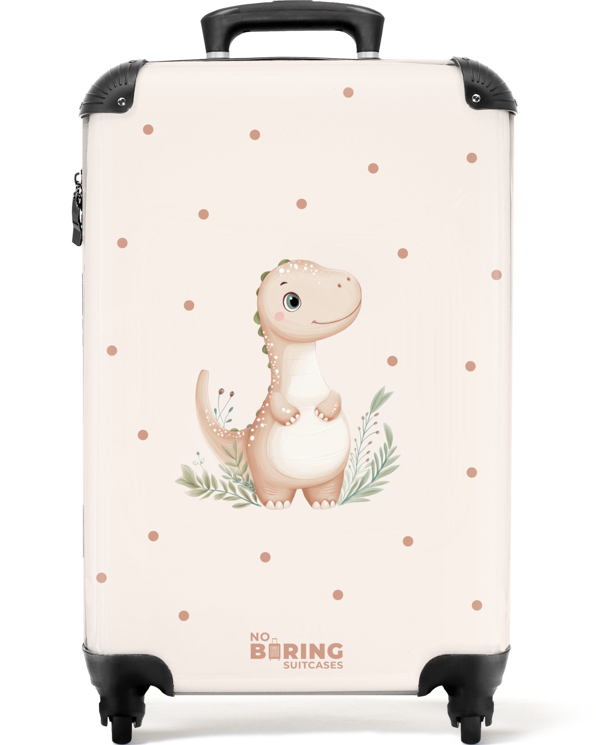 Kinderkoffer Beigefarbener Dino auf getupftem Hintergrund 55x35x20cm