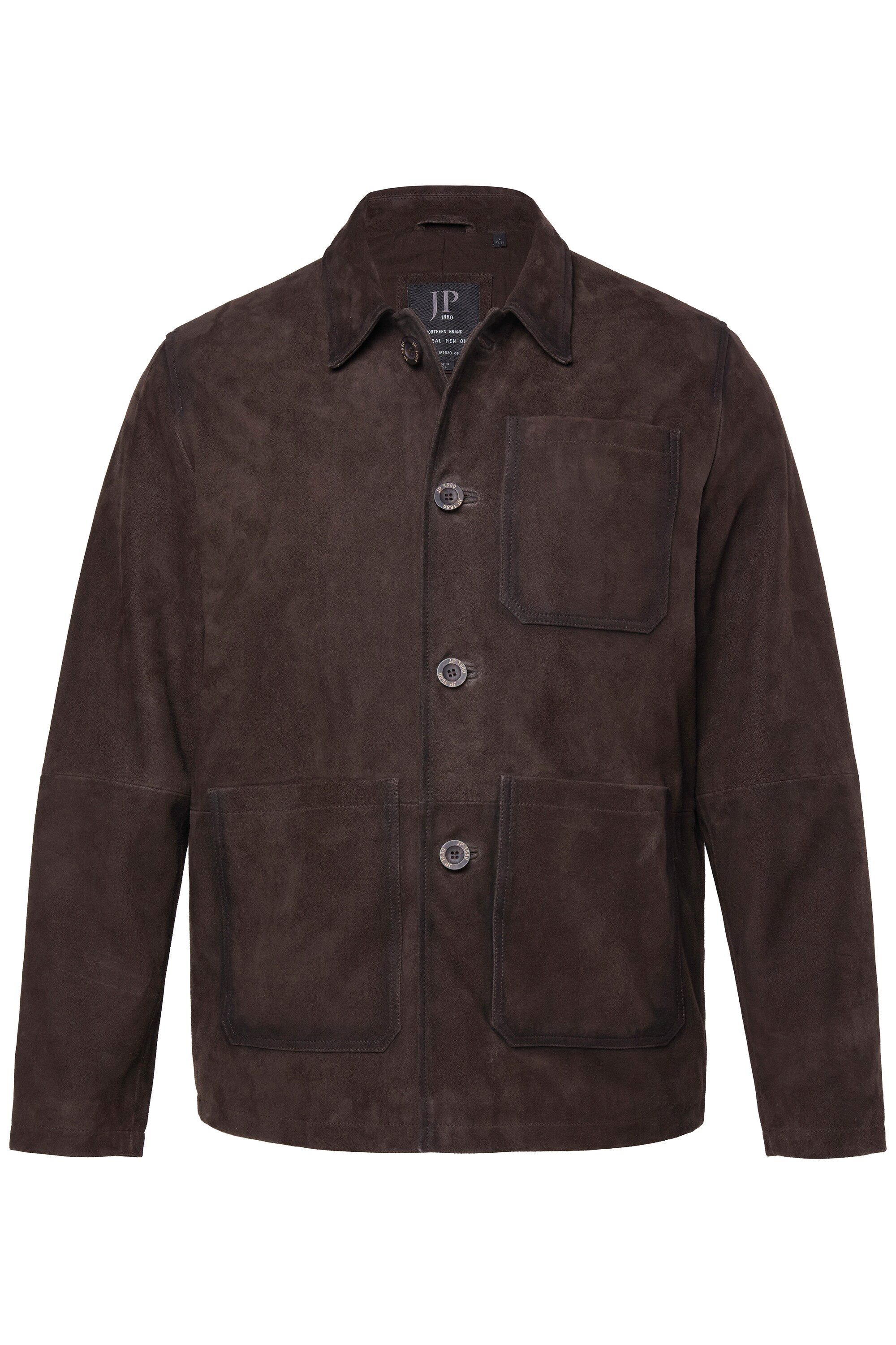 JP1880 Lederjacke Lederjacke Leder Ziegenvelours Hemdkragen – Bild 2 von 4