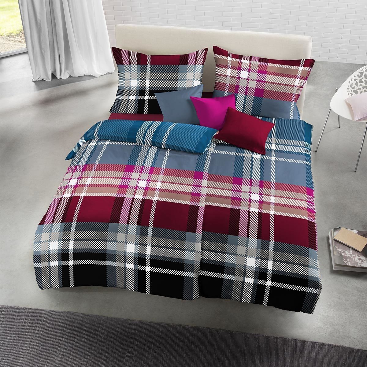 TRAUMSCHLAF Bettwäsche Alpenkaro, Biber, 2 teilig, warme weiche Winterqualität