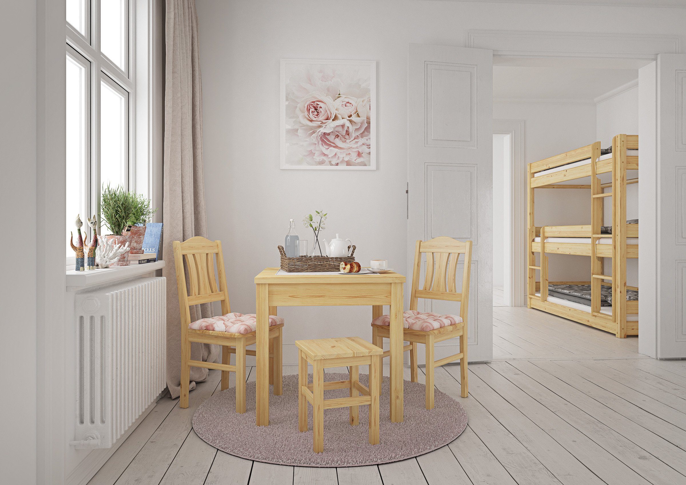 Esszimmerstuhl Massivholzstuhl Einzelstuhl oder robust Kiefer Doppelpack ERST-HOLZ Küchenstuhl