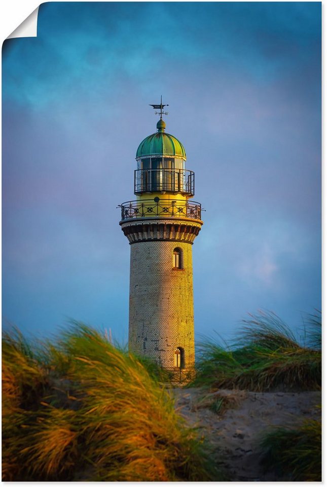 Poster Artland Wandbild Alubild, (1 als in Warnemünde, Leinwandbild, Wandaufkleber Gebäude Größen Leuchtturm versch. St), in oder