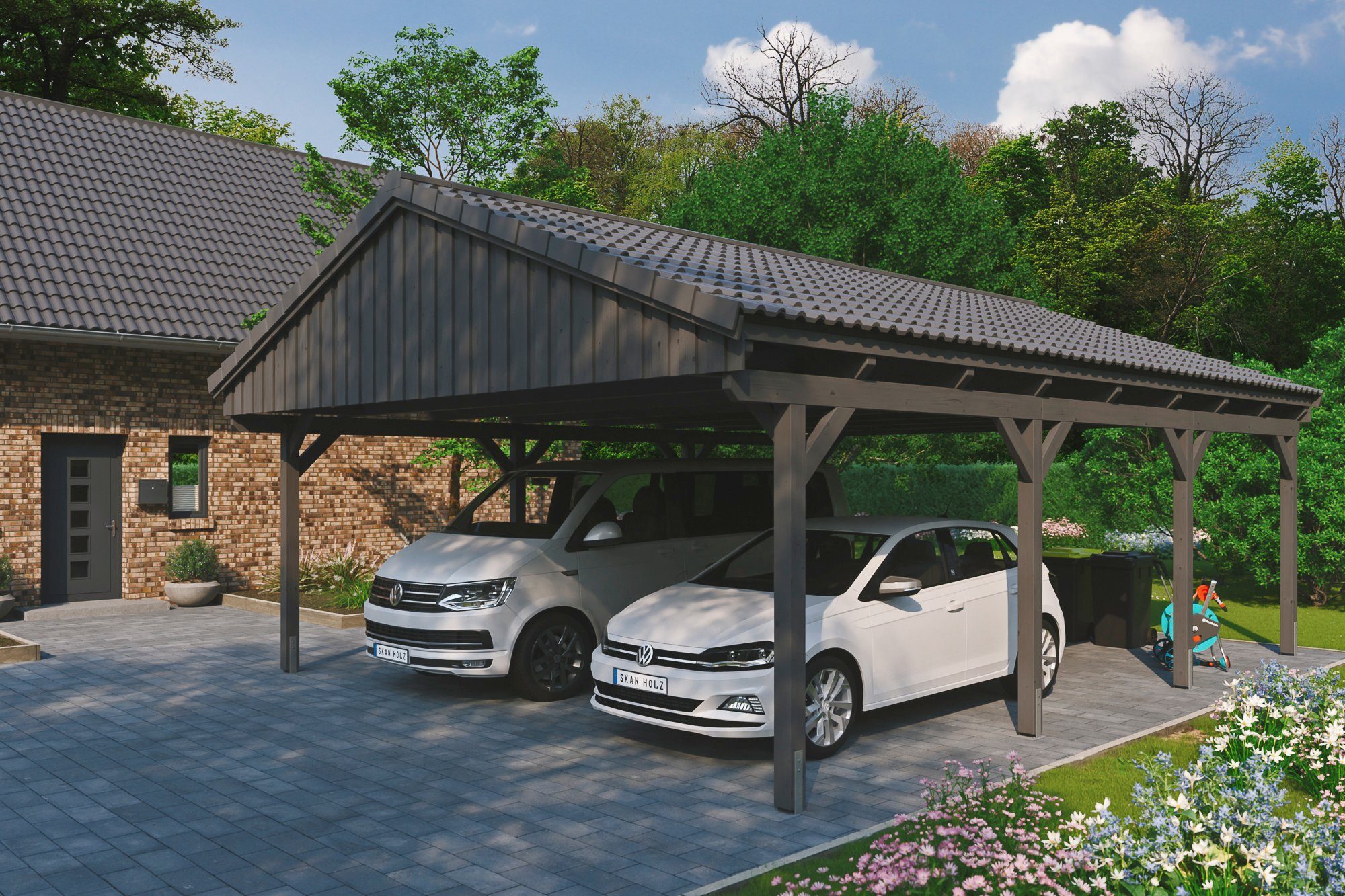 cm, Skanholz Einfahrtshöhe, BxT: Fichtelberg, 574 618x808 Dachlattung mit Doppelcarport cm