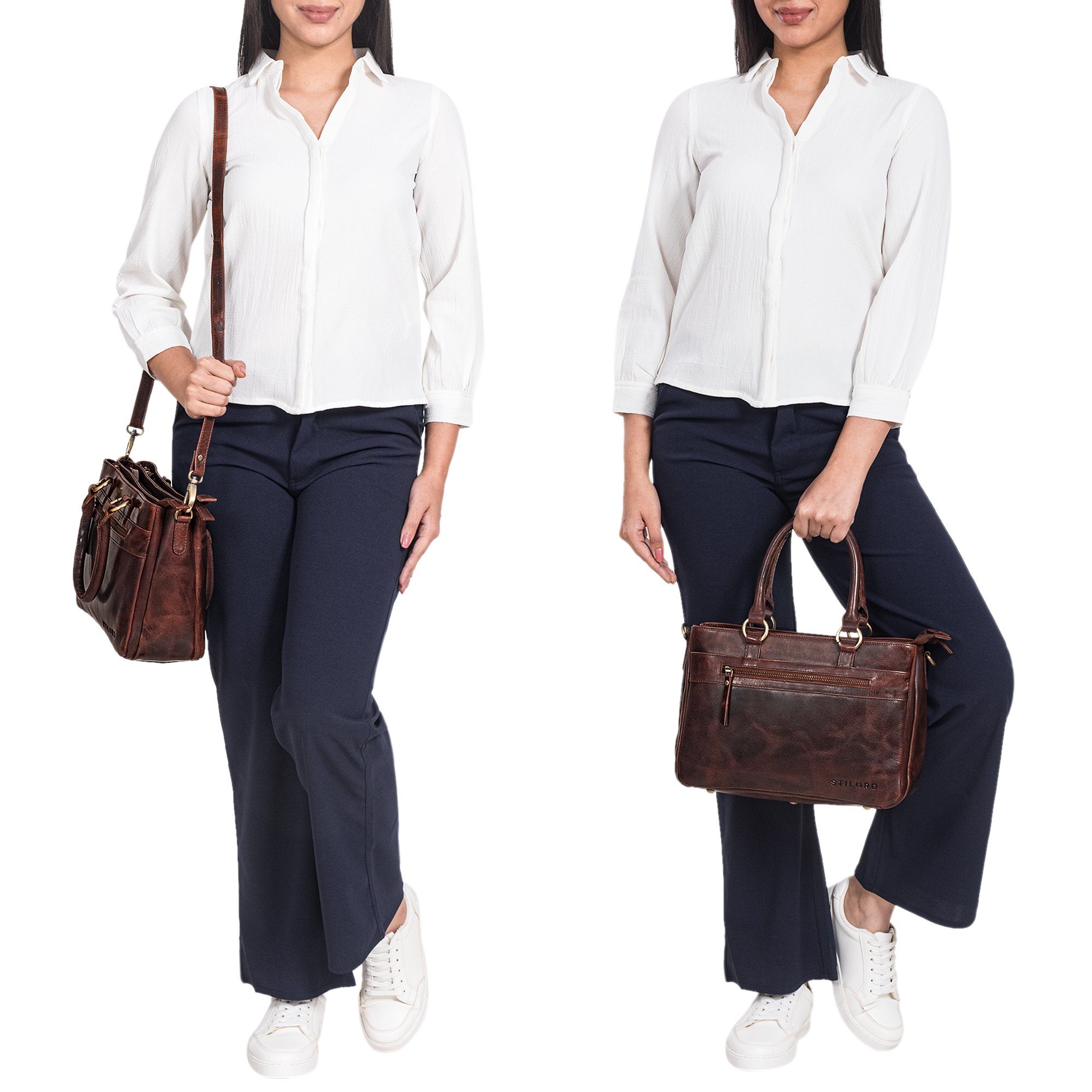 STILORD Handtasche "Frauke" Organisierte Leder Handtasche Damen Umhängetasc günstig online kaufen