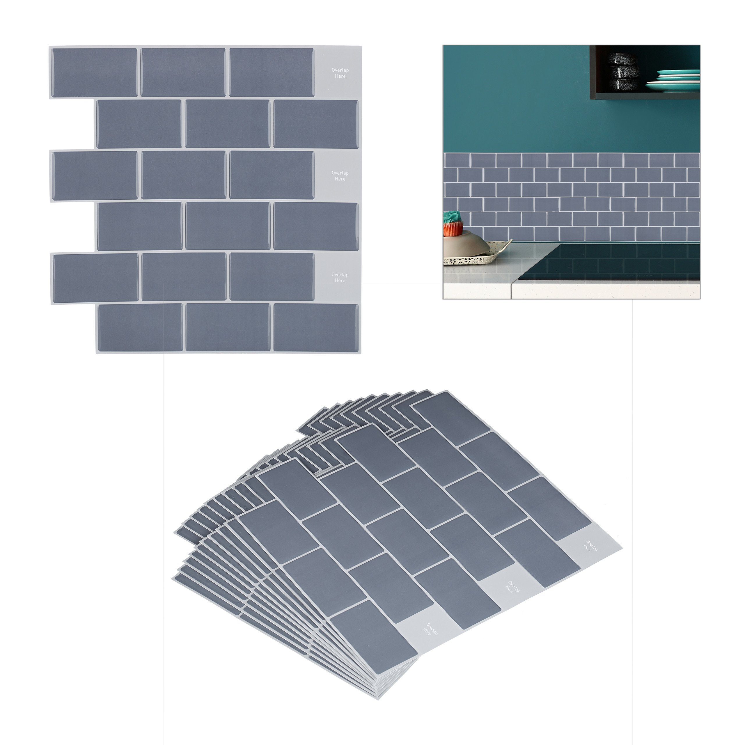 relaxdays Fliesenaufkleber Subway Fliesenaufkleber 10er Set, B günstig online kaufen