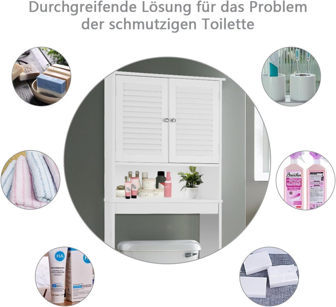 Ablage, Badregal, verstellbarer Doppeltür COSTWAY & Weiß Toilettenregal mit