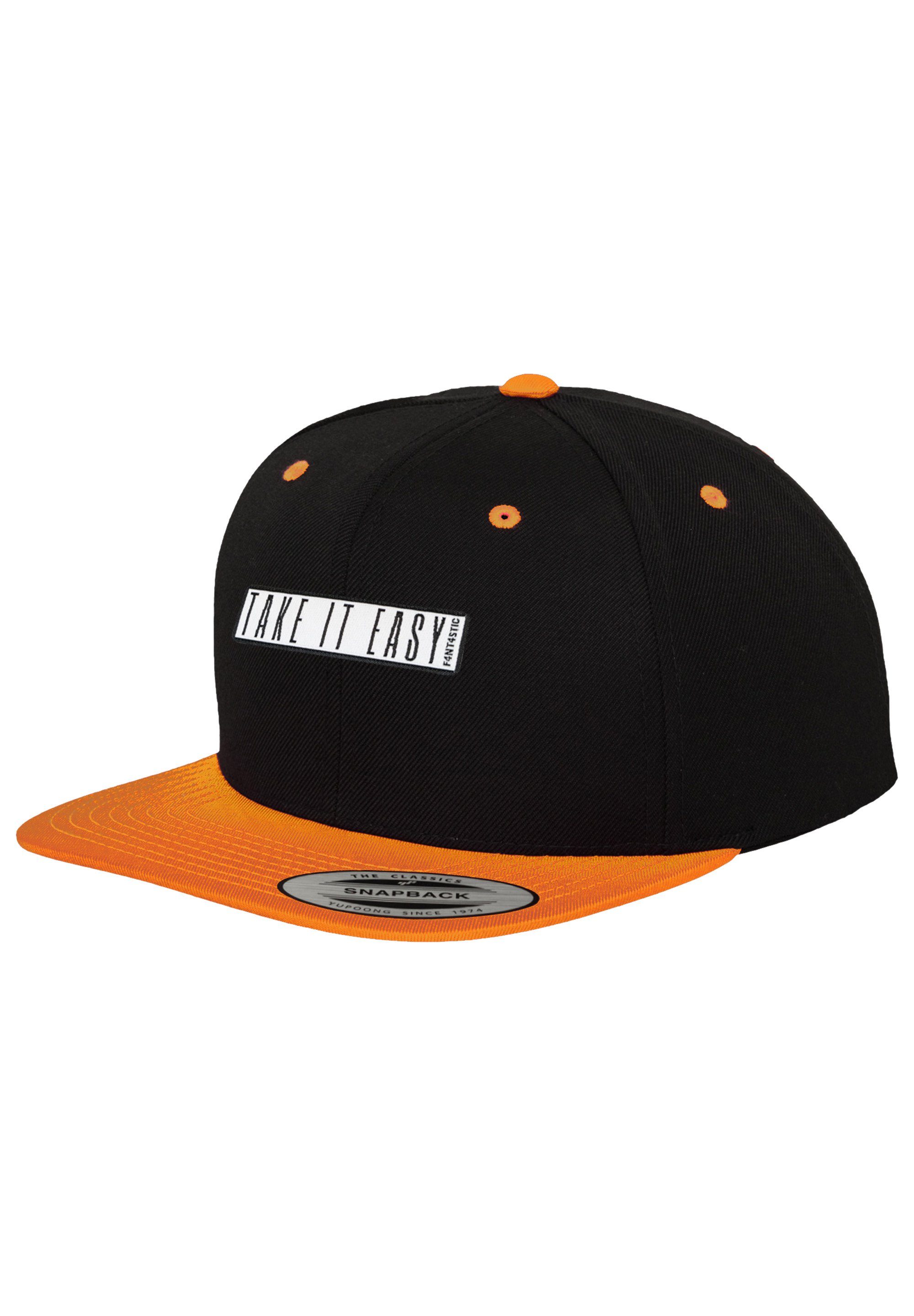 F4NT4STIC Snapback Cap Snapback Neon Easy Black 2-Tone Orange Take It
