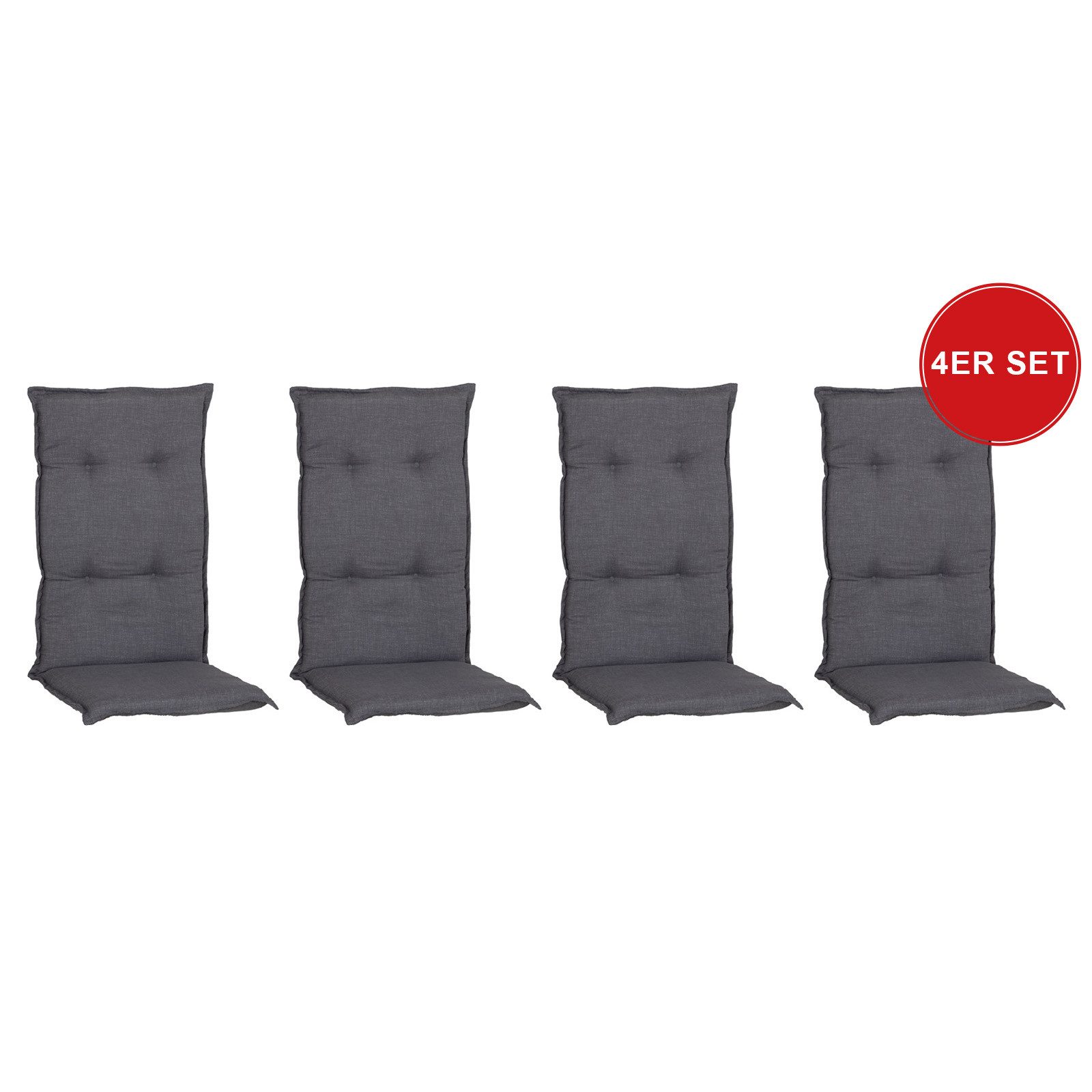 beo Polsterauflage Saumauflage Hochlehner Barcelona im Set, (Set), Gartenstuhlauflage, Sitzauflage, Sitzkissen Outdoor, 118x50x6 cm