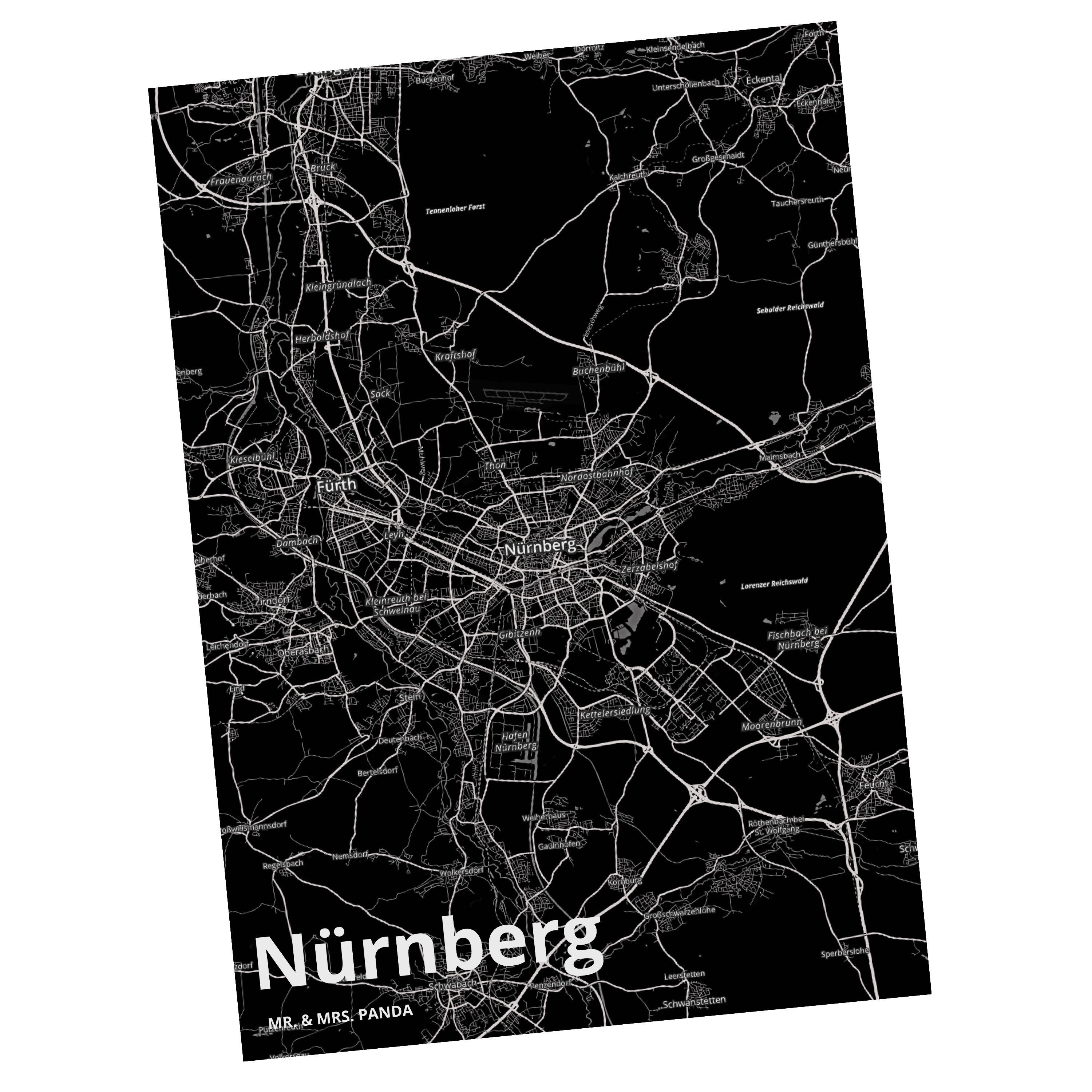 Mr. & Mrs. Dorf, Stadt Dorf Panda - Nürnberg Karte Postkarte Landkart Einladungskarte, Geschenk