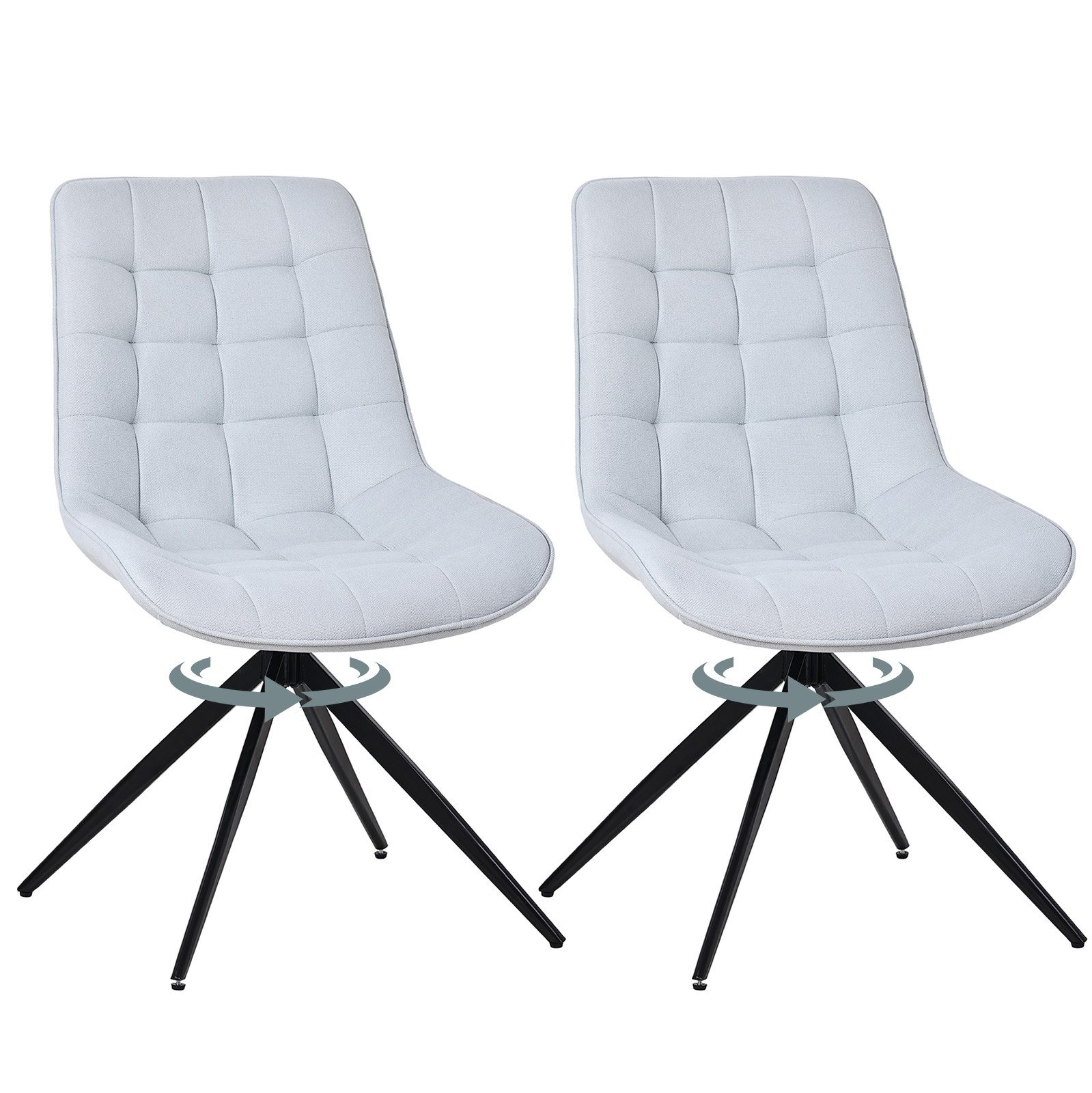 HOMAVO Esszimmerstuhl YZ4 2 Stick mit Drehfunktion in Lederoptik oder Stoff, 360° drehbar, mit Schaumstoff gepolstert