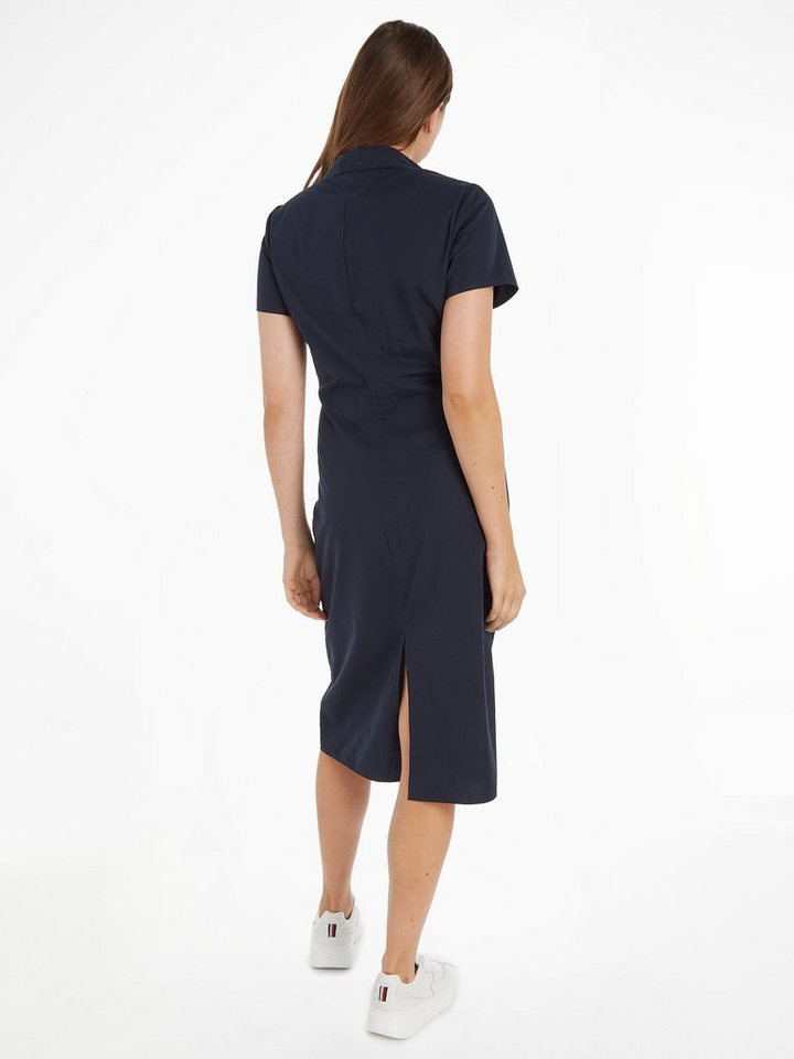 Tommy Hilfiger Blusenkleid SOLID POPLIN MIDI DRESS SS mit modischem  Knotendetail in der Taille