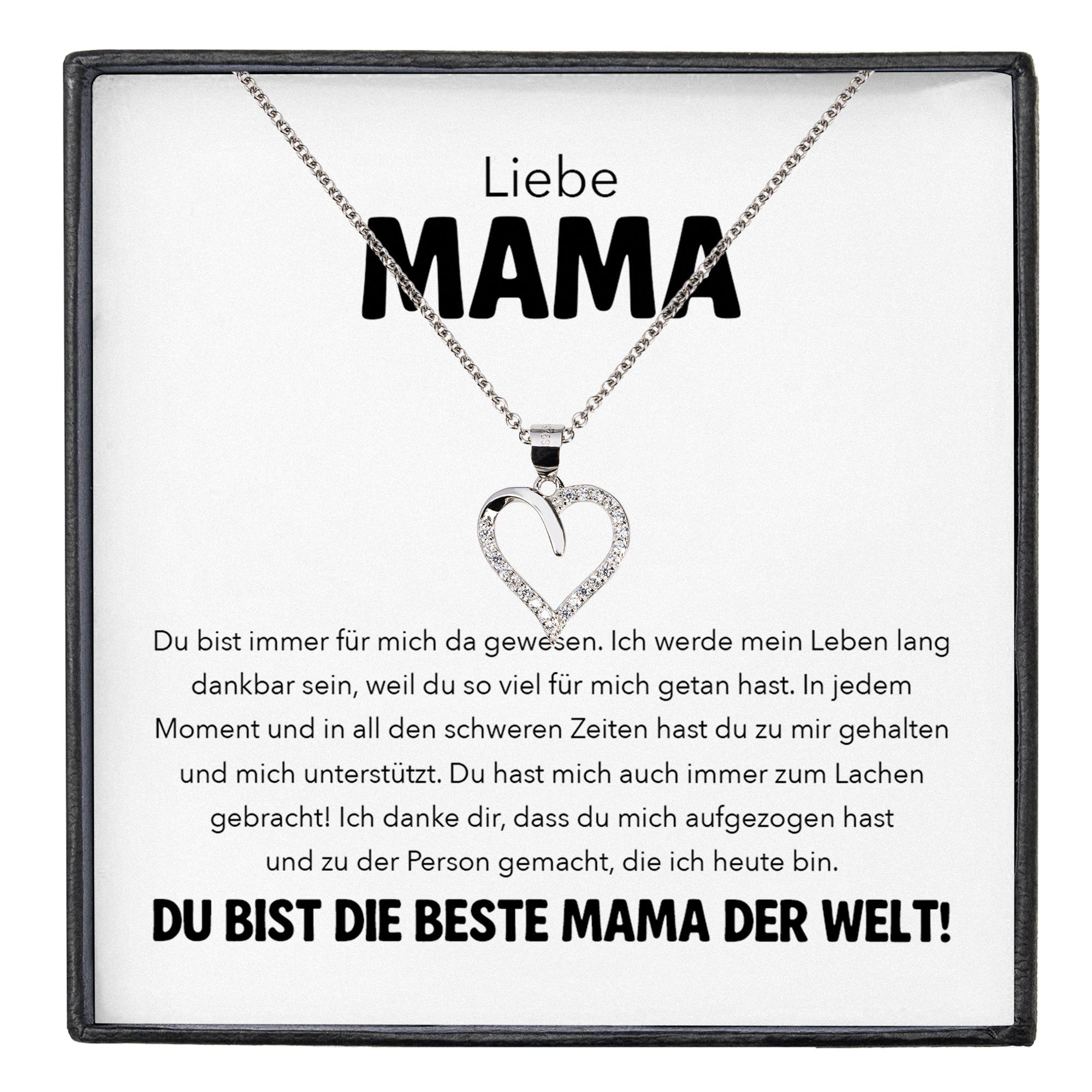 22Feels Schmuckset Mama Geschenk Frauen Mutter Herz Halskette Muttertag Damen Schmuck (inkl. Geschenktasche, Karte, Poliertuch, Beutel), Silber 925/000, Karte Made In Germany