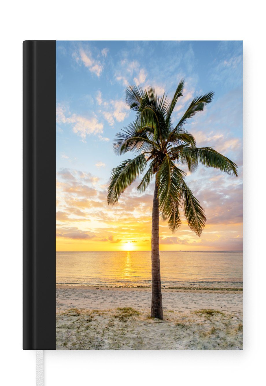 MuchoWow Notizbuch Strand - Palme Sonnenuntergang, Merkzettel, A5, Haushaltsbuch - Seiten, Tagebuch, 98 Journal, Notizheft