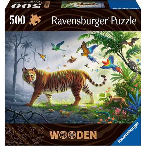 Ravensburger Puzzle Wooden, Tiger im Dschungel, 500 Puzzleteile, Made in Europe; FSC® - schützt Wald - weltweit