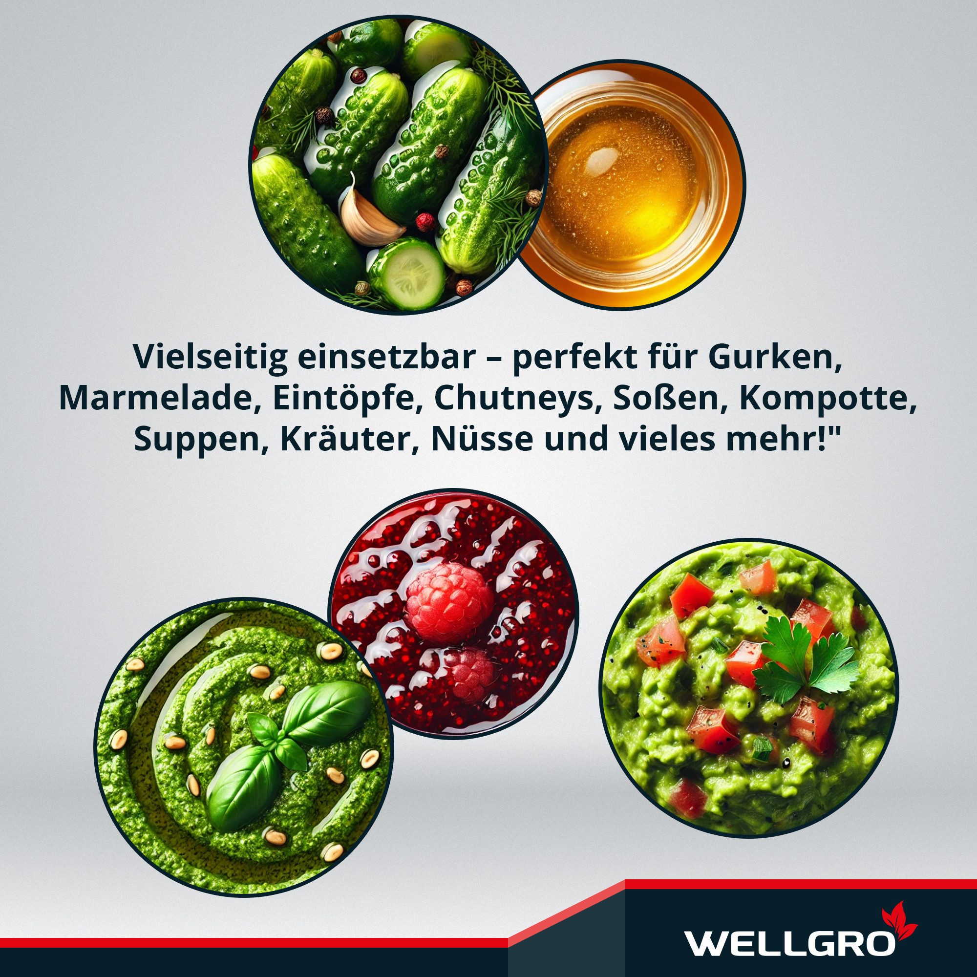 Wellgro Vorratsglas Einmachgläser mit Schraubdeckel TO 82, rot kariert, (6-tlg) – Bild 5 von 5