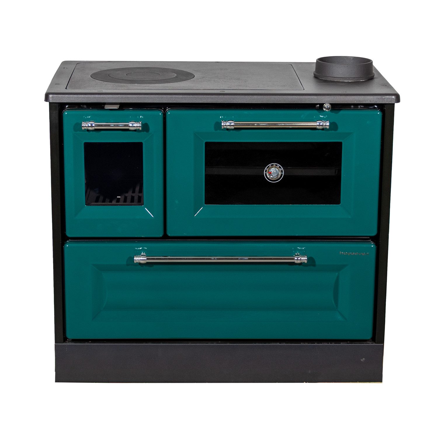Hosseven Kaminofen mit Backfach und Herdplatte 4012 Grün Holzofen 8 kW Holz Ofen, 7.7 kW, Dauerbrand, Ofen Mehrfachbelegung Kamin Heizofen Küchenherd