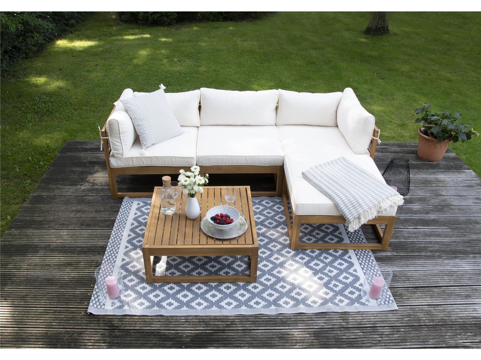 bellavista - Home&Garden® Gartenlounge-Set Gartenlounge Set Karmoy von bellavista - Home & Garden, (Set, 5-tlg), flexibel aufstellbar, mit bequemer Polsterung