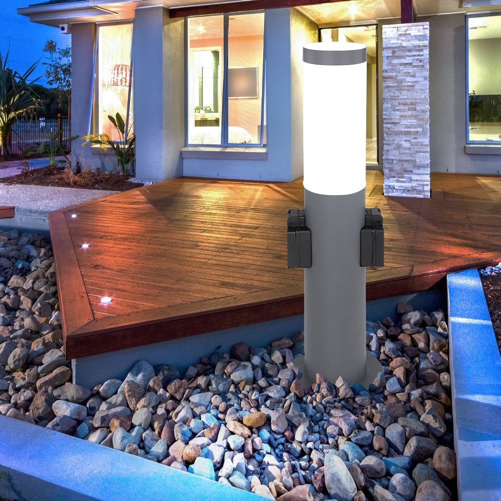 etc-shop LED Außen-Stehlampe, Leuchtmittel Wegeleuchte Warmweiß, LED inklusive, Sockelleuchte Gartenlampe Außenstehlampe