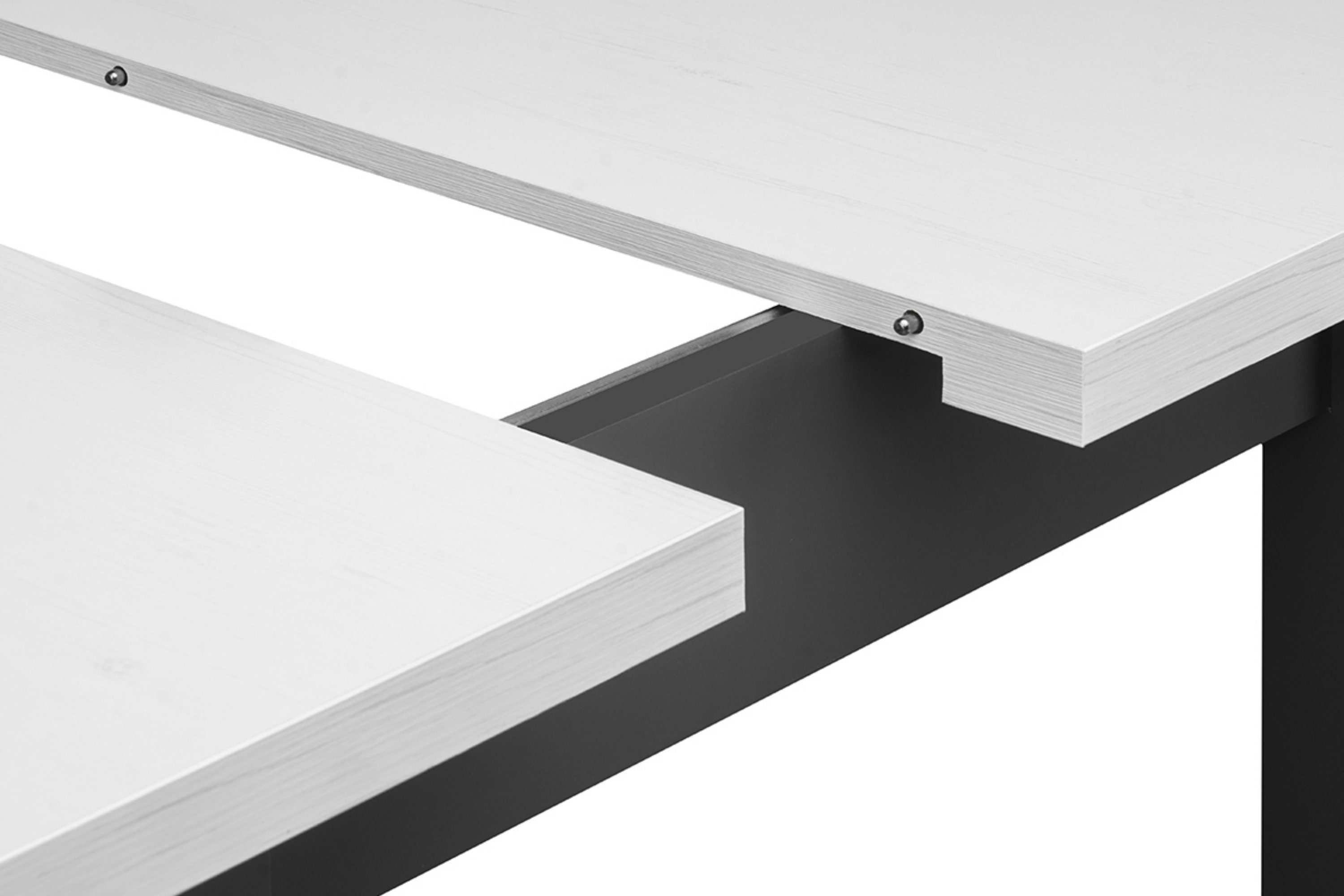 Konsimo Esstisch SALUTO Esszimmertisch quadratisch Küchentisch weiß grau / 110cm, weiß ausziehbar | 80x80cm, | bis grau