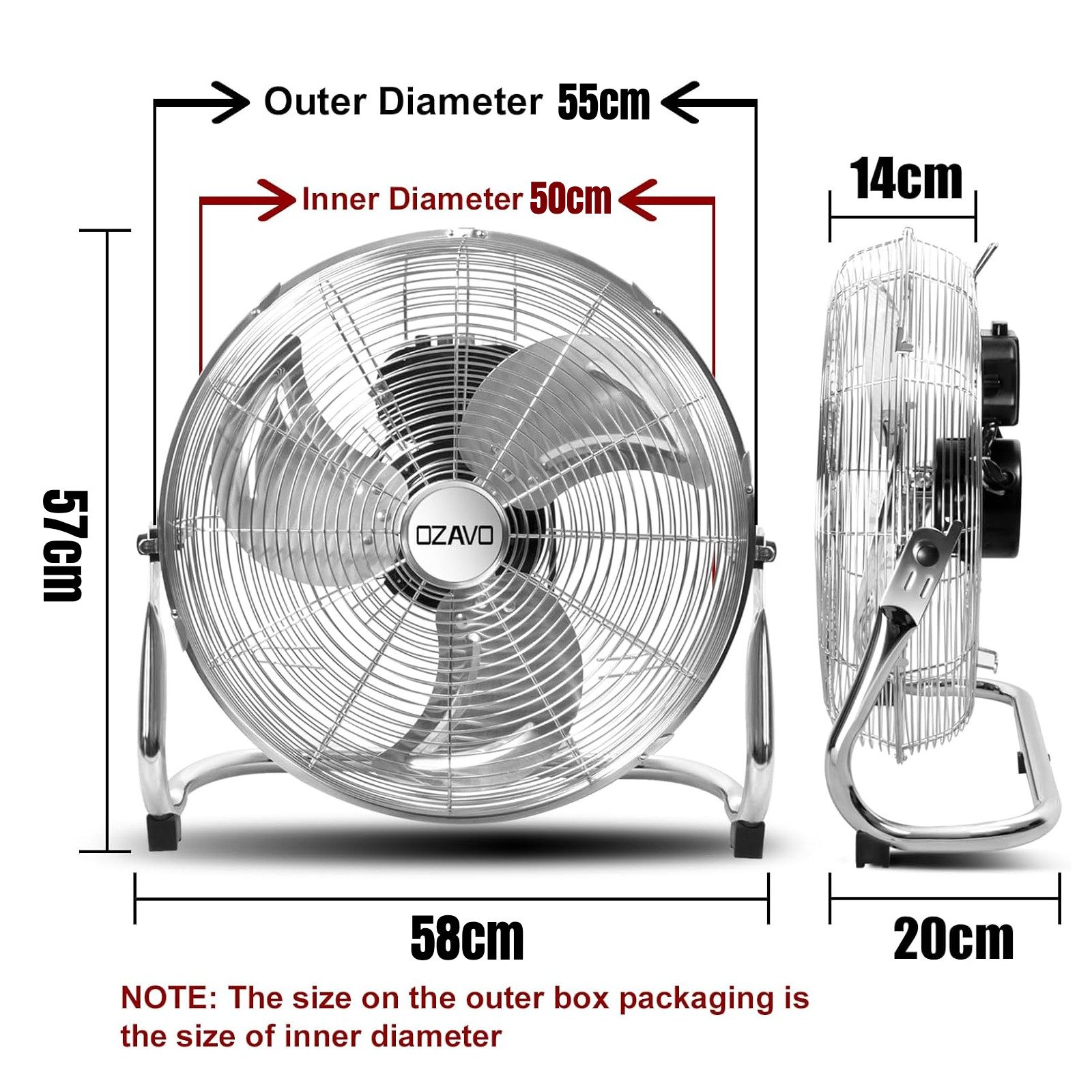 OZAVO Bodenventilator OZ276 58 cm, 110W günstig online kaufen