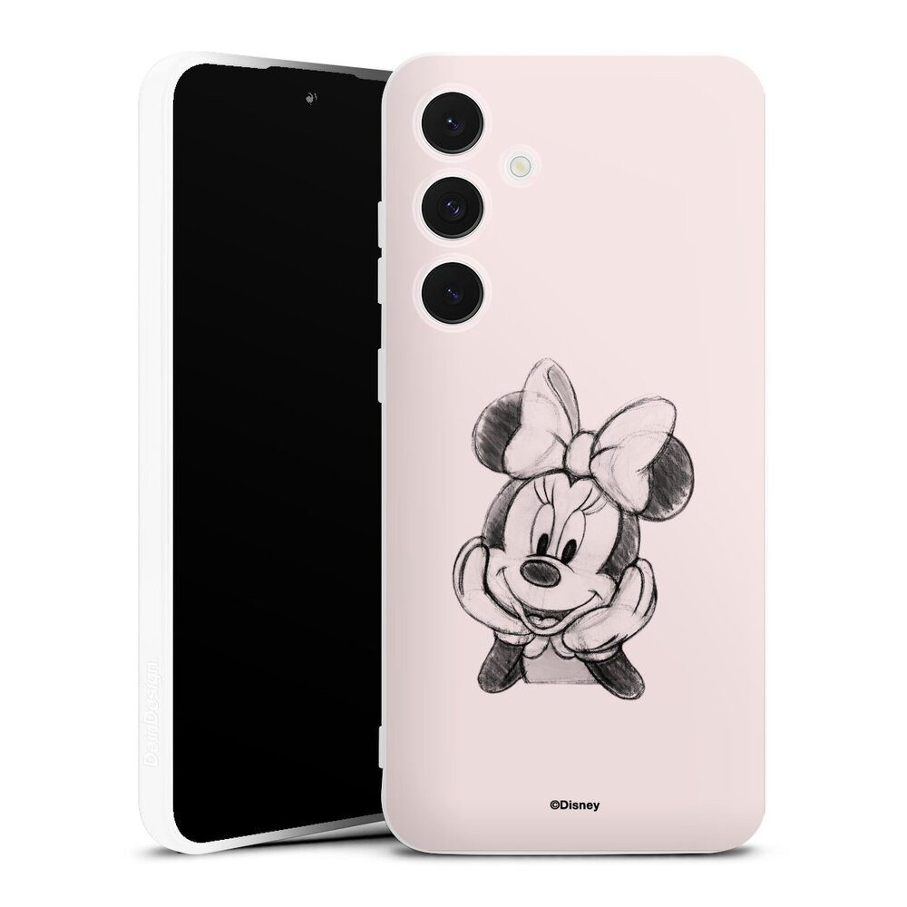 DeinDesign Handyhülle Minnie Mouse Offizielles Lizenzprodukt Disney Minnie Posing Sitting, Samsung Galaxy S24 FE 5G Silikon Hülle Bumper Case Handy Schutzhülle
