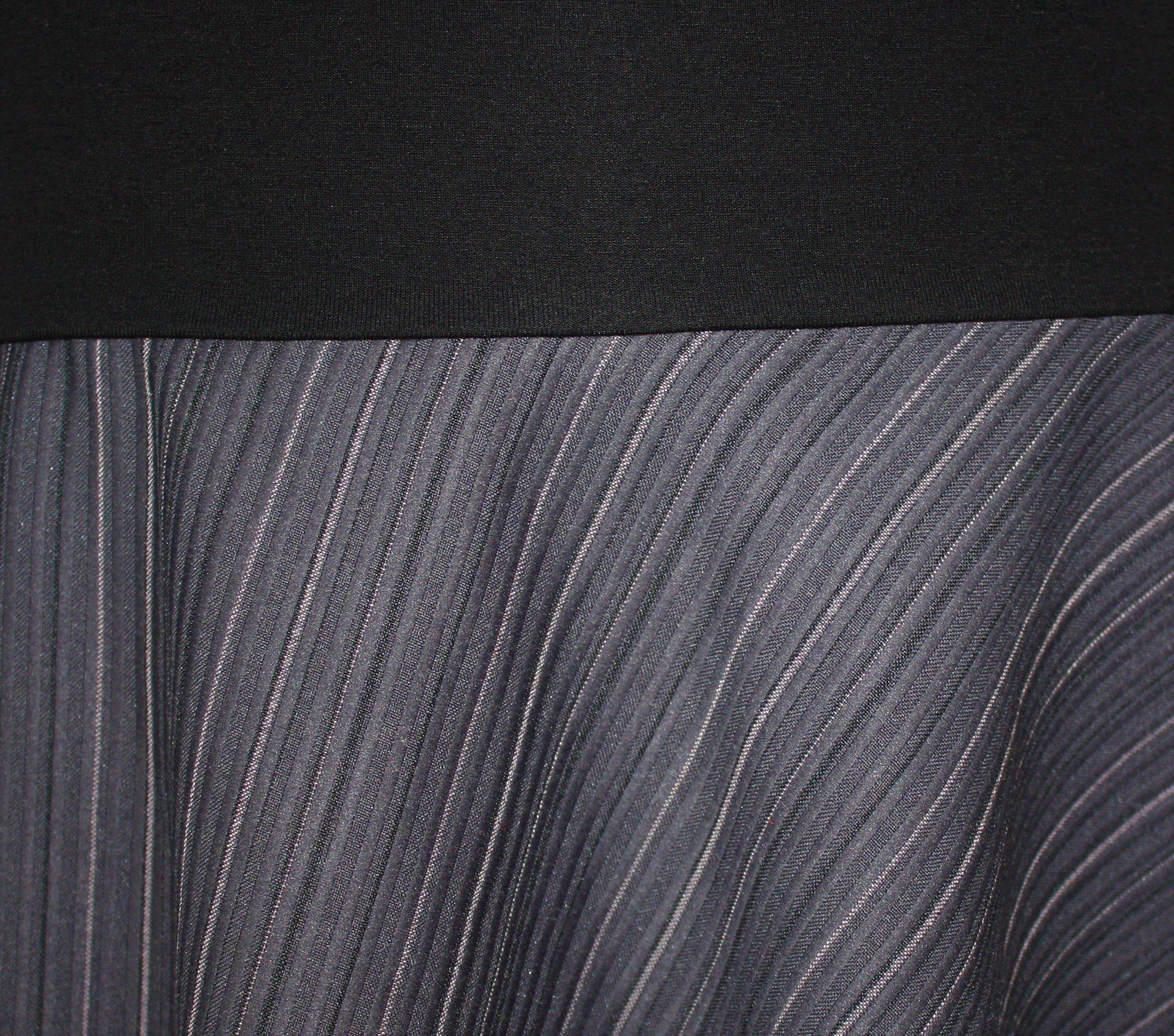 dunkle design A-Linien-Rock 57cm Grau elastischer Schwarz Bund Streifen