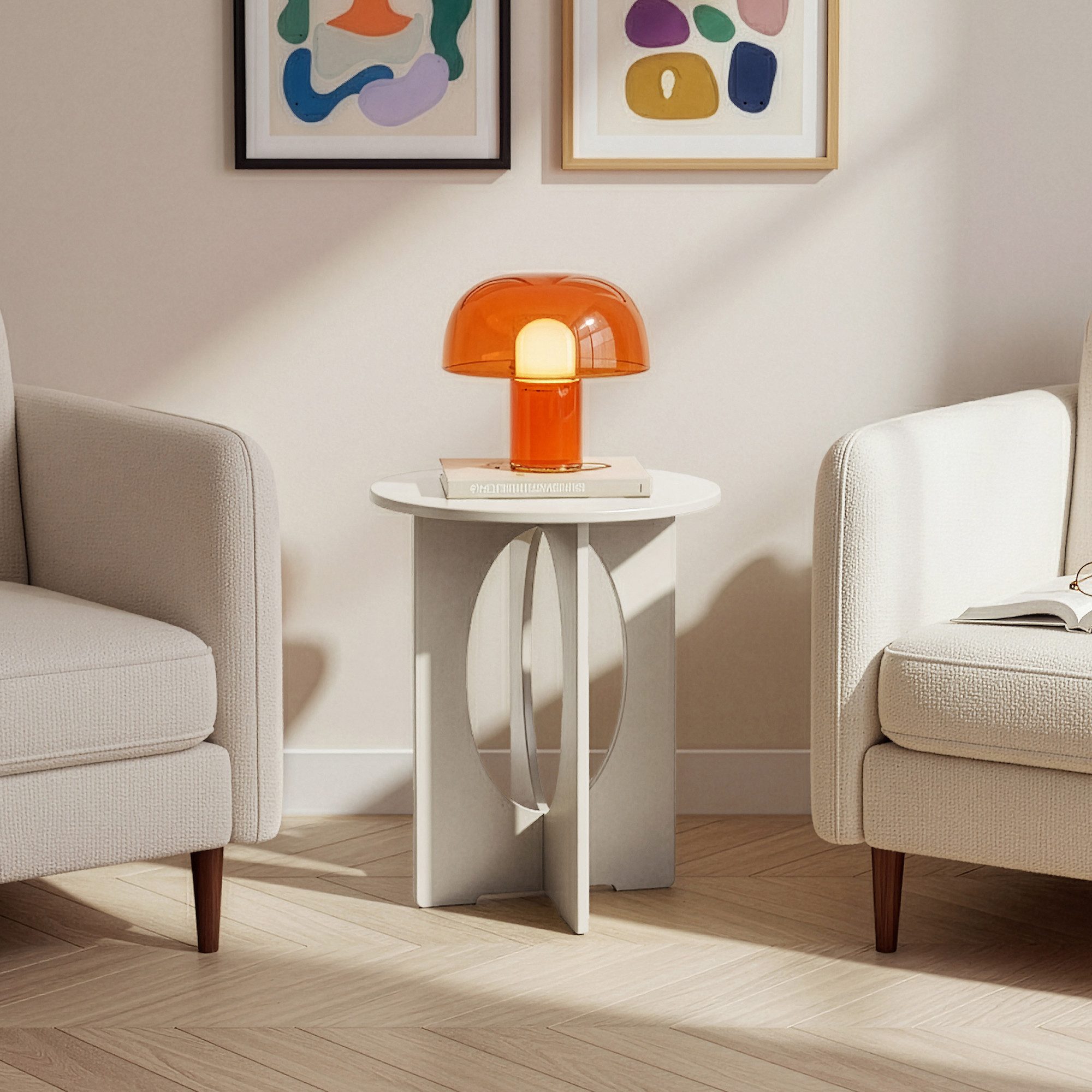 en.casa Beistelltisch, »Podeldsvin« rund 49 x 40 cm Taupe