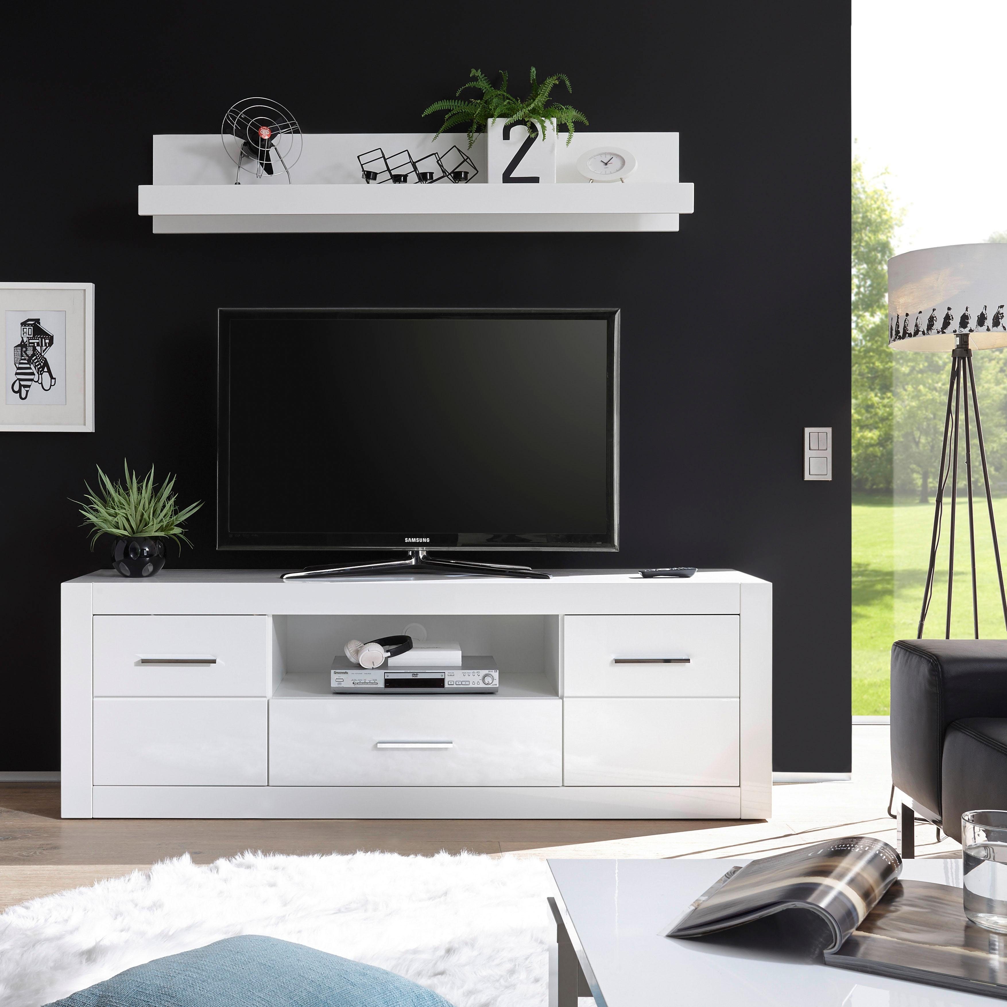 Home affaire Lowboard Bianco, TV-Unterteil, moderne Kommode, TV-Schrank in Weiß Hochglanz, zeitlos, ausreichend Stauraum, vielseitig einsetzbar, 180 cm breit