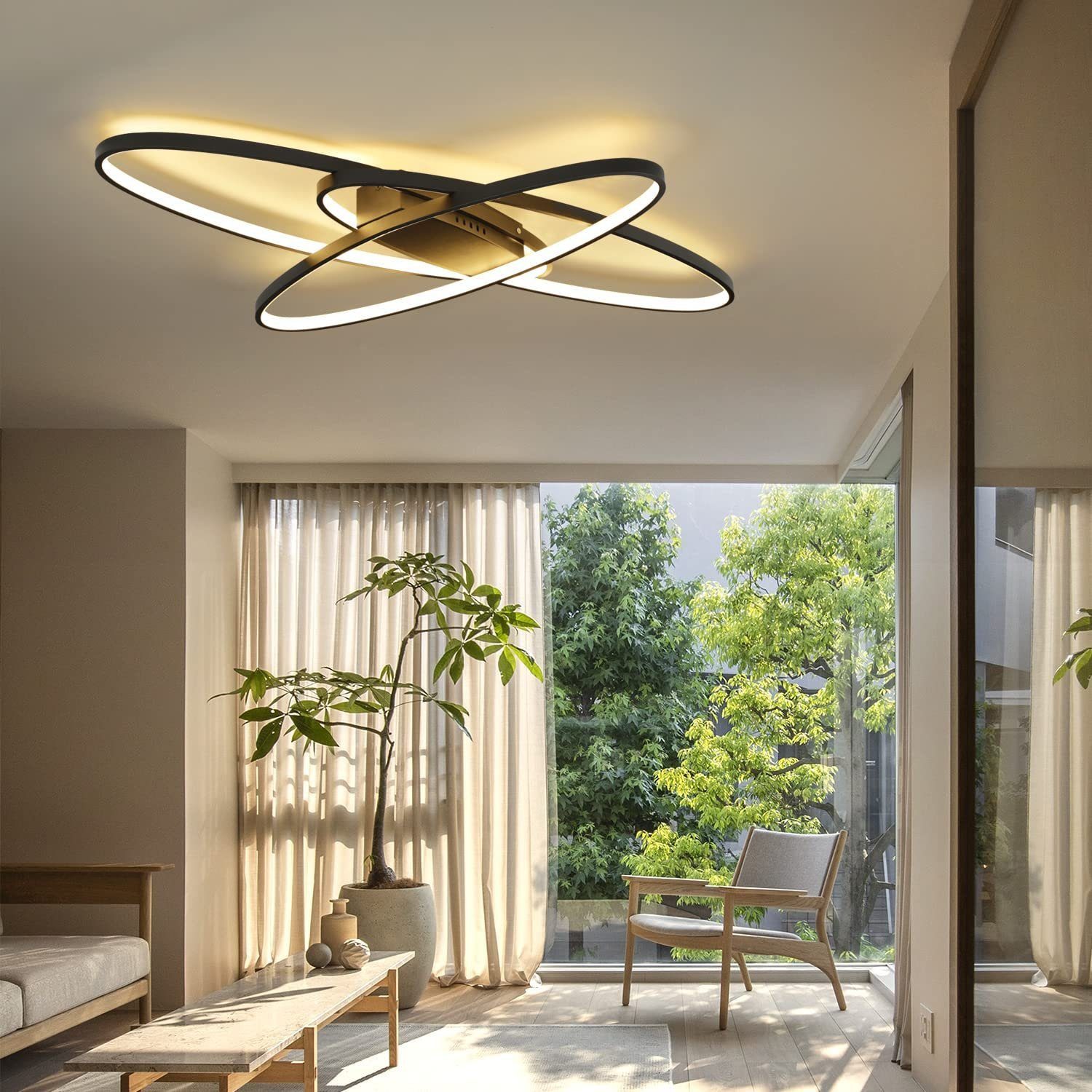 Nettlife LED Deckenleuchte Wohnzimmerlampe mit Fernbedienung Geometrisch, Dimmbar, LED fest integriert, Neutralweiß, Kaltweiß, Warmweiß, Für Wohnzimmer Schlafzimmer Esszimmer Büro