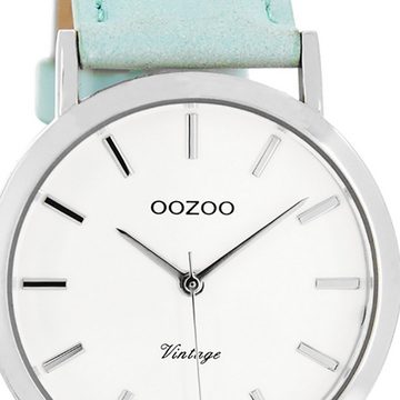 OOZOO Quarzuhr Oozoo Armbanduhr Damen Vintage, Damenuhr rund, mittel (ca. 38mm) Lederarmband, Fashion-Style