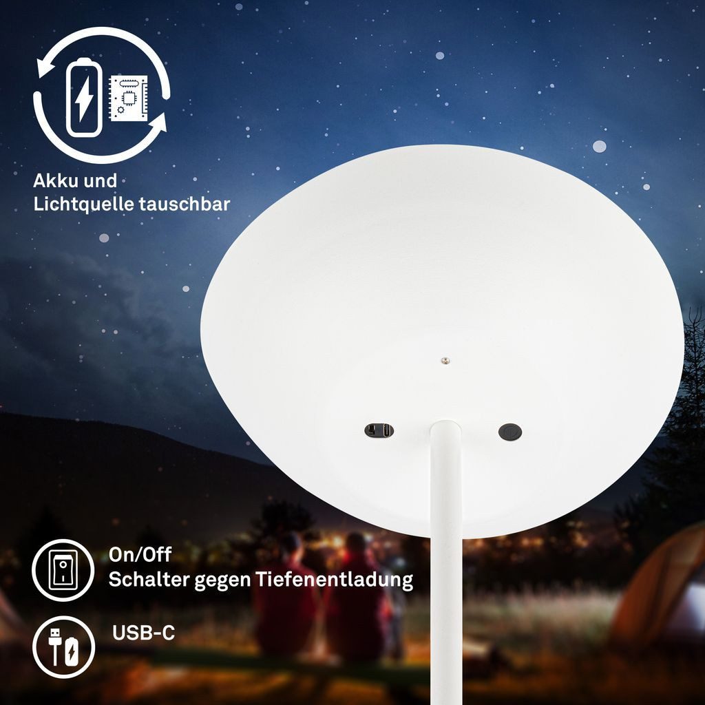 Briloner Leuchten Stehlampe Stehleuchte dimmbar touch Akku Wohnzimmer Kabellos 1500016, Dimmfunktion, LED fest integriert, 2700K - Extra-Warmweiß, LED Stehleuchte 170 x 25 cm Weiß 8W Wohnzimmer Flur Schlafzimmer Büro