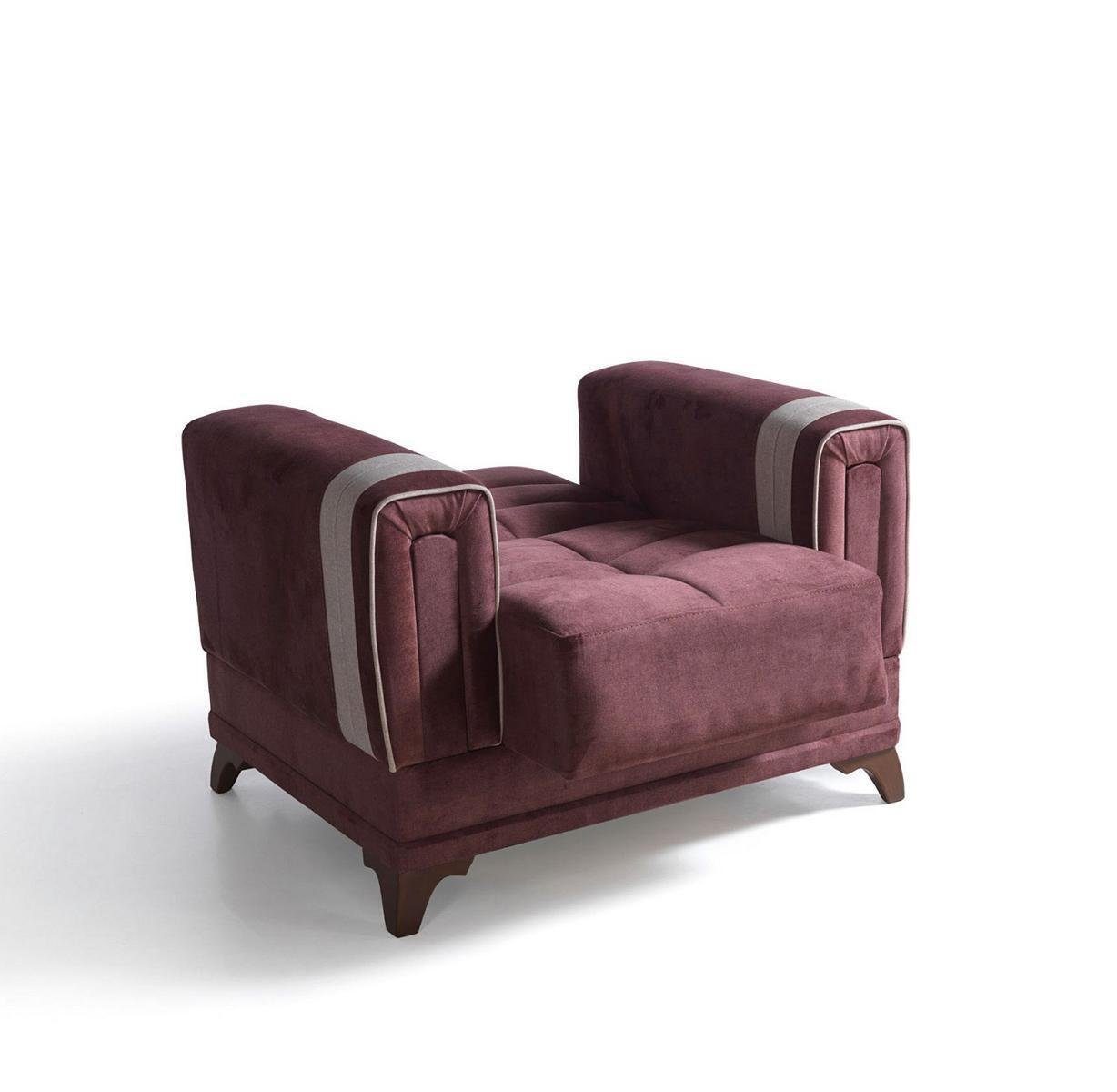 Luxus In Sitzer Sessel Rosa Club Made Sessel (Sessel), Sessel Lounge Textil Relax Design JVmoebel Europe